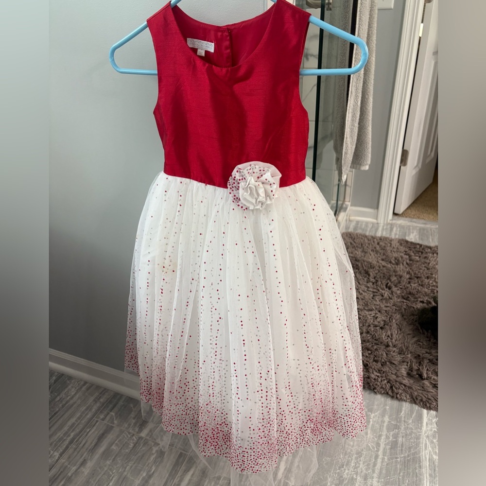 Elegant Red and White Kids Dress